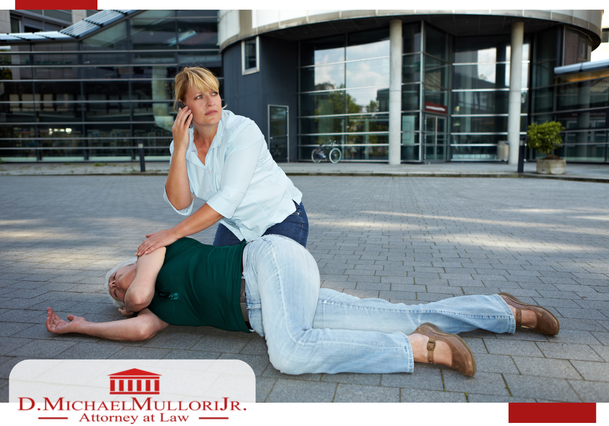 Woman helping another woman in an emergency